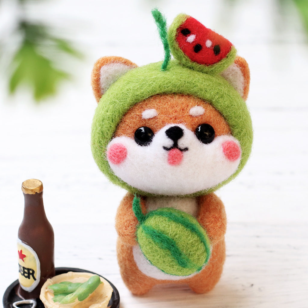 DIY Kit Animal Felt Wool Needle Poke Kerajinan Boneka Anjing Kostum Lucu