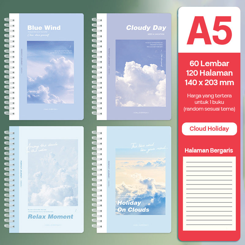 Buku Notebook A5 Full Ring Halaman Bergaris SBFA560