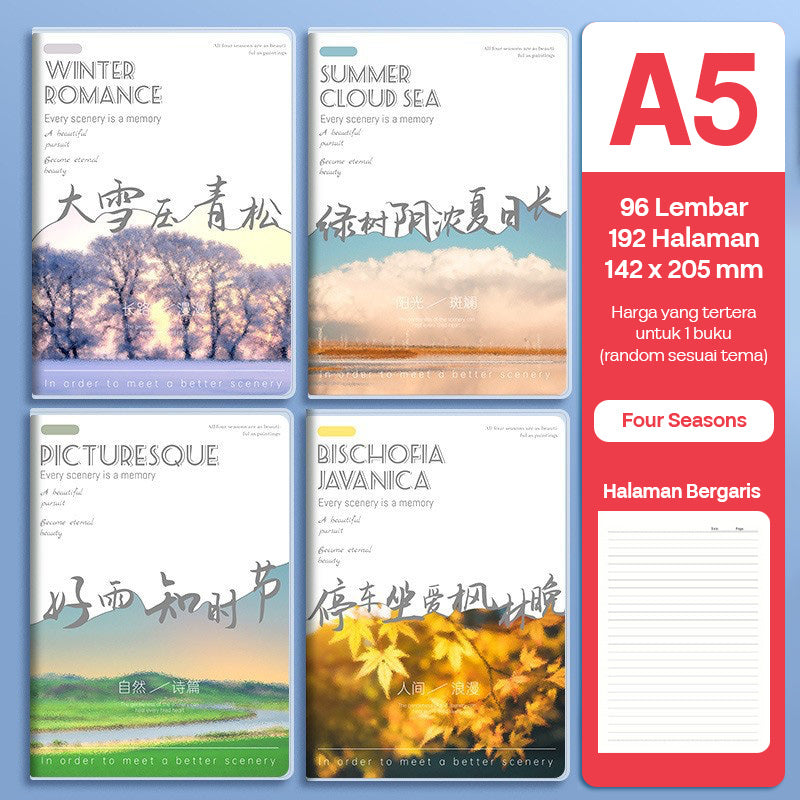 Buku Notebook A5 Sampul Eva Waterproof Tebal Halaman Bergaris 96 Lembar SBRA596