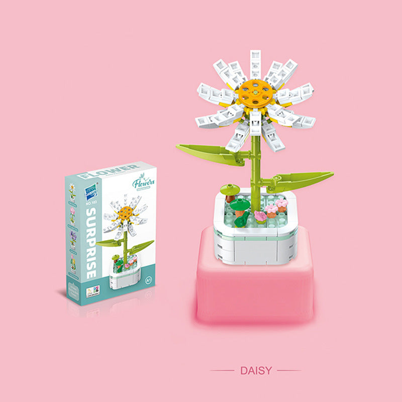 Mainan blok dekorasi pot bunga miniatur brick potted flower building block SCB0103 series A