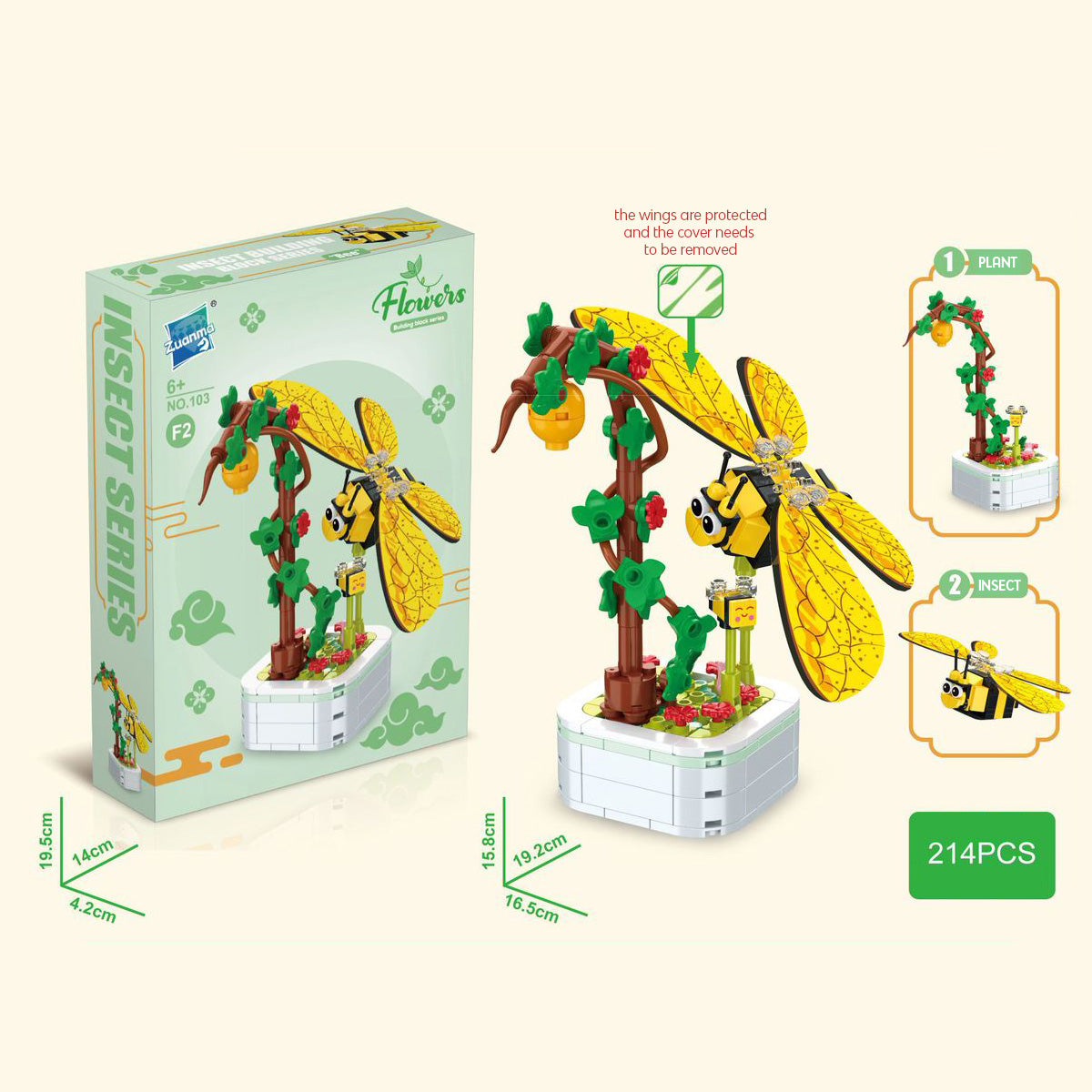 Mainan blok dekorasi kebun bunga miniatur brick garden flowers building block SCB0103 series F