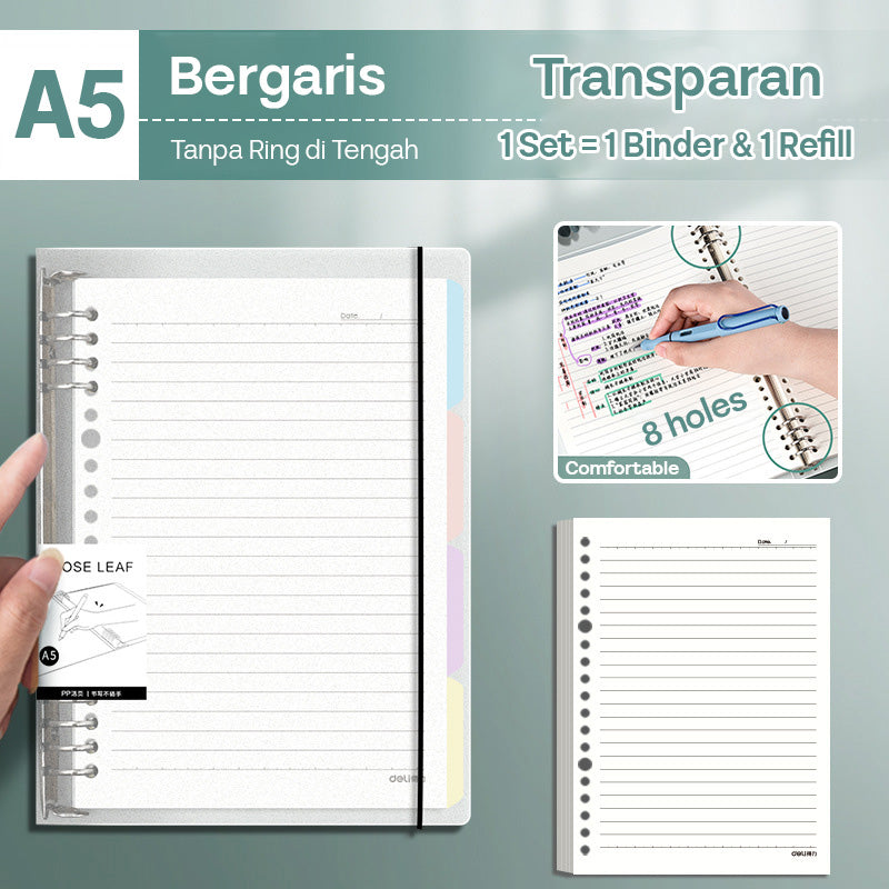 Binder Note A5 Tanpa Ring Tengah Halaman Bergaris SFNLA560