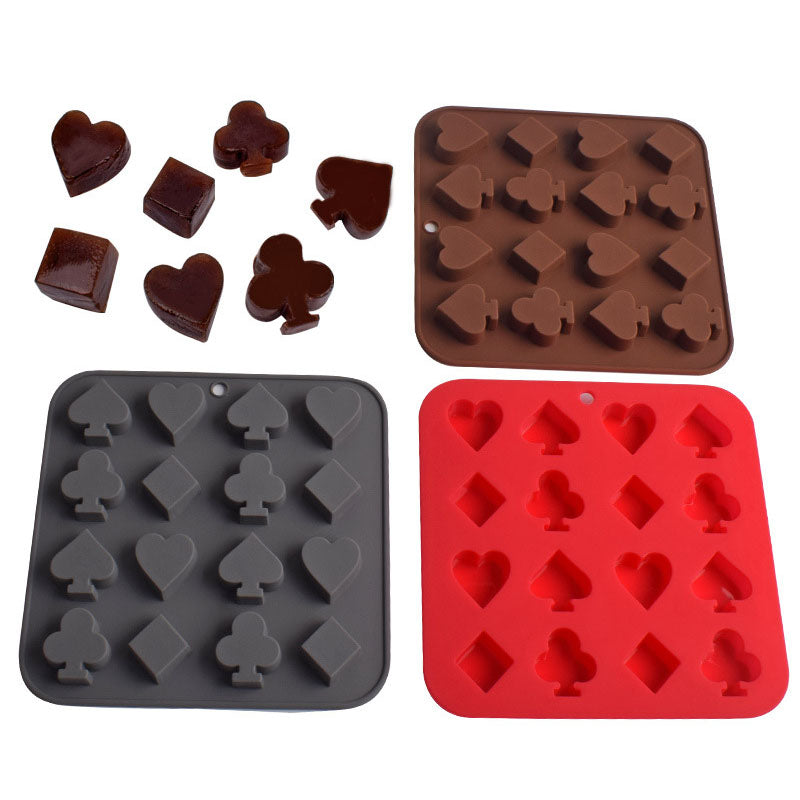 Cetakan Silikon Es Pudding Jelly Coklat Bentuk Sunflower Pizza Angka Sendok Number Spoon Kartu Remi Botol