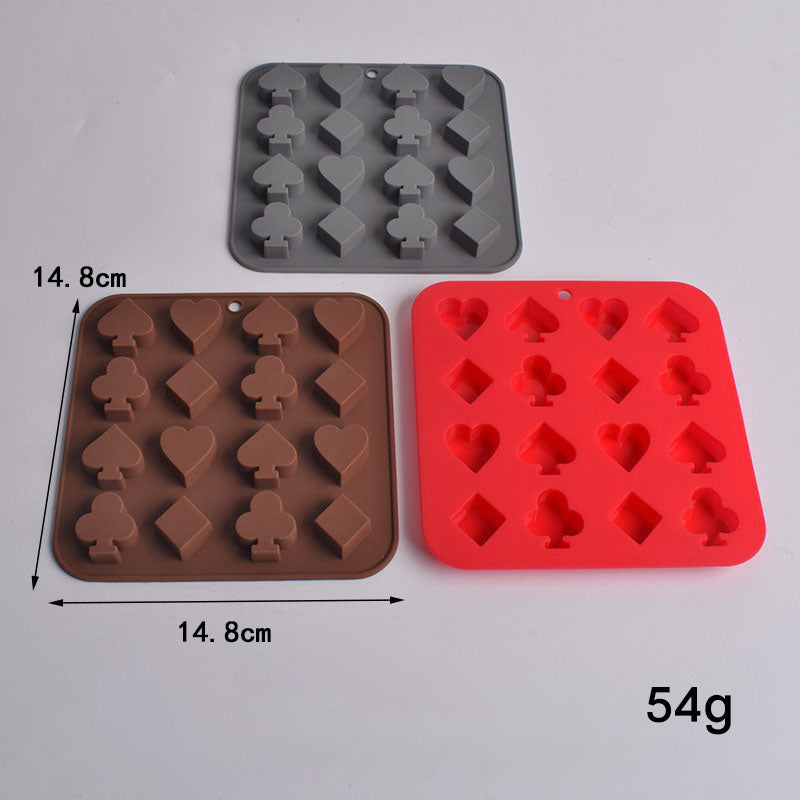 Cetakan Silikon Es Pudding Jelly Coklat Bentuk Sunflower Pizza Angka Sendok Number Spoon Kartu Remi Botol