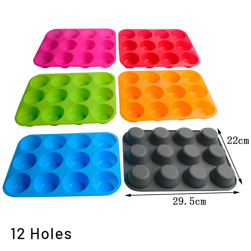 Cetakan Puding Silikon 12 Lub 24 Lubang Kue Mangkok Bulat Kecil Muffin Cupcake Silicone Mold TCK27663