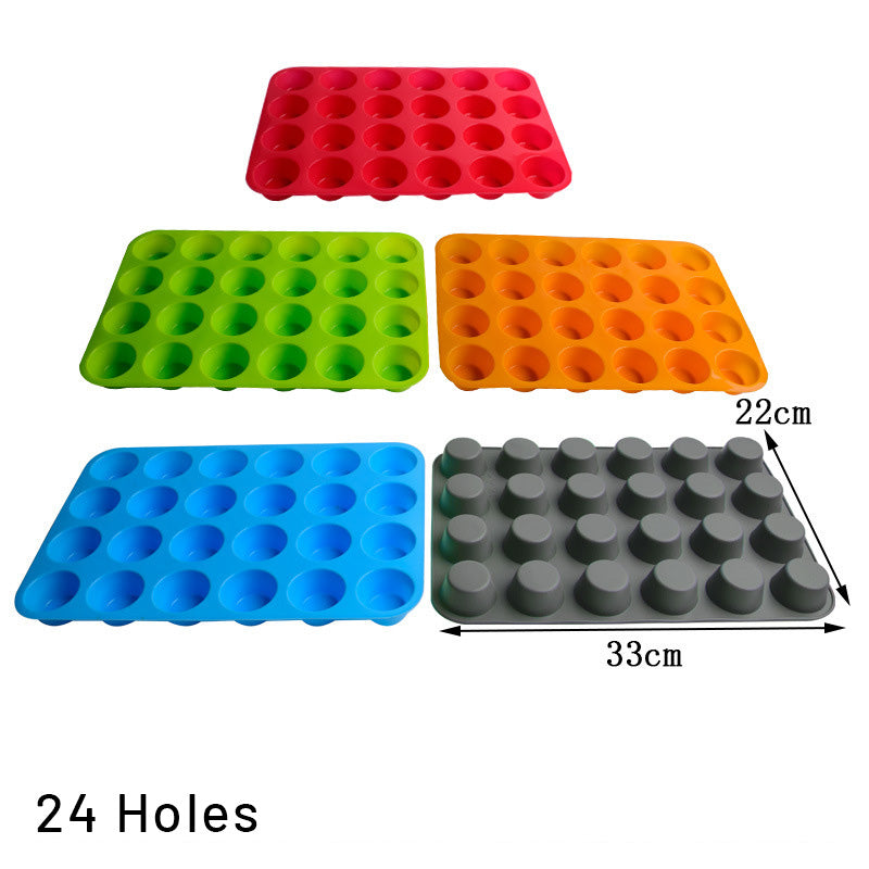 Cetakan Puding Silikon 12 Lub 24 Lubang Kue Mangkok Bulat Kecil Muffin Cupcake Silicone Mold TCK27663