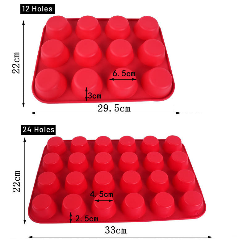 Cetakan Puding Silikon 12 Lub 24 Lubang Kue Mangkok Bulat Kecil Muffin Cupcake Silicone Mold TCK27663