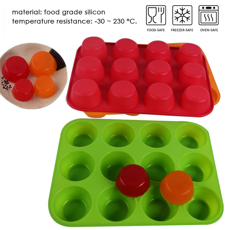 Cetakan Puding Silikon 12 Lub 24 Lubang Kue Mangkok Bulat Kecil Muffin Cupcake Silicone Mold TCK27663