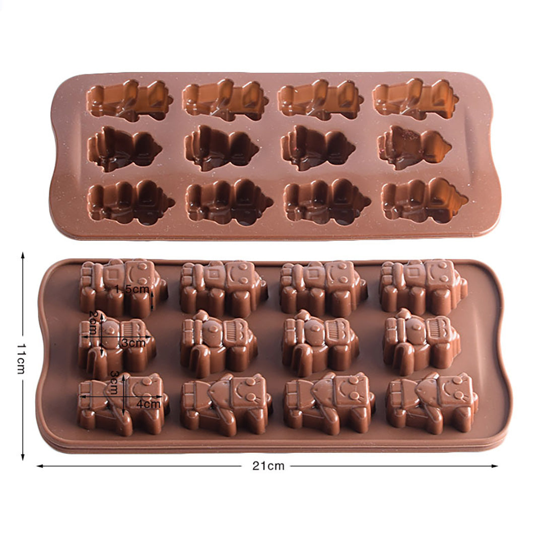 Cetakan Silikon Es Pudding Jelly Coklat Bentuk Robot