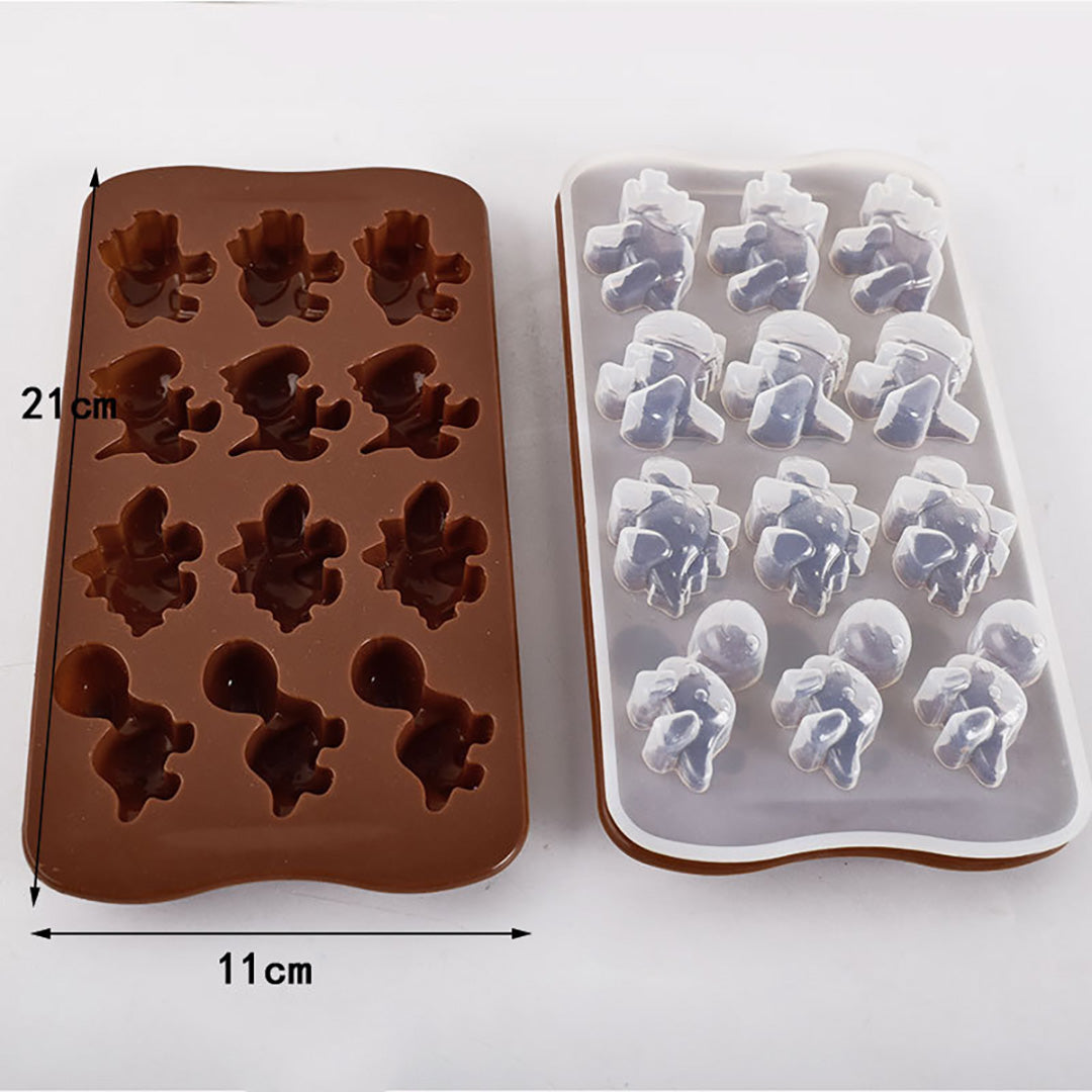 Cetakan Silikon Es Pudding Jelly Coklat Bentuk Binatang Dinosaurus Animal