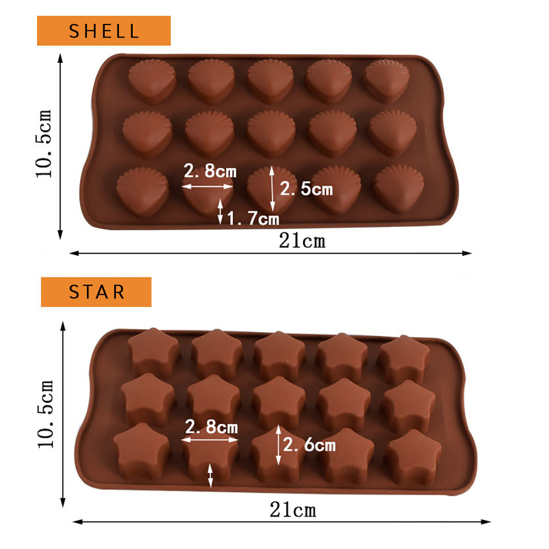 Cetakan Silikon Es Pudding Jelly Coklat Bentuk Bintang Kerang Star Shell