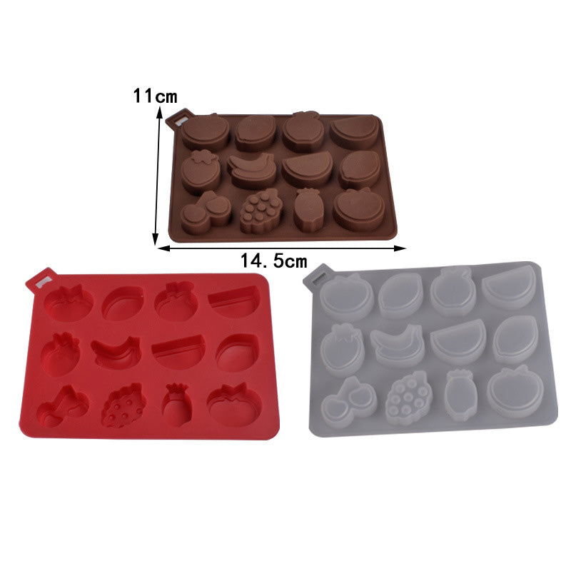 Cetakan Silikon Es Pudding Jelly Coklat Bentuk Buah Buahan Fruit Shaped Mold