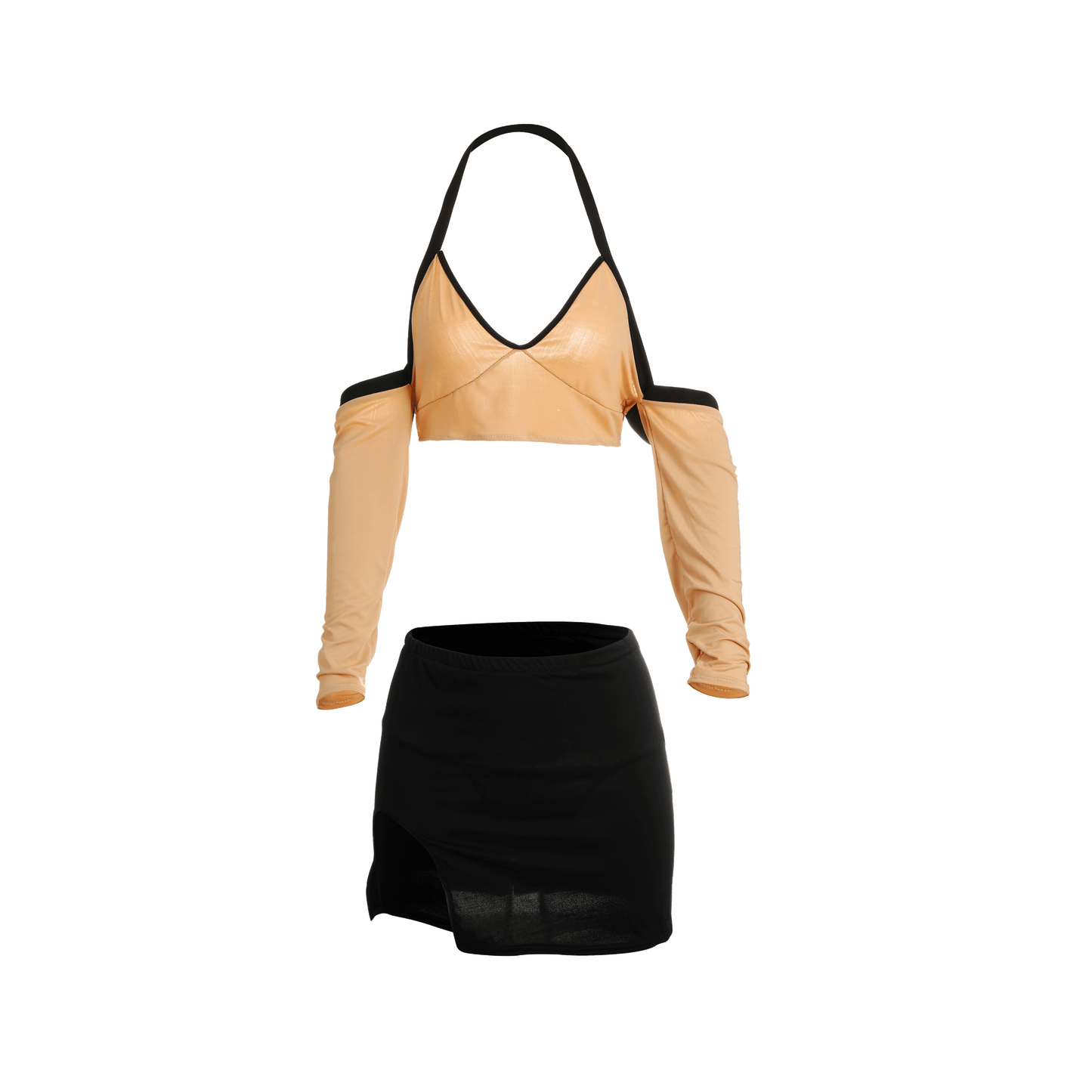Lingerie Two Pieces Sleeves Halter Skirt UC1309