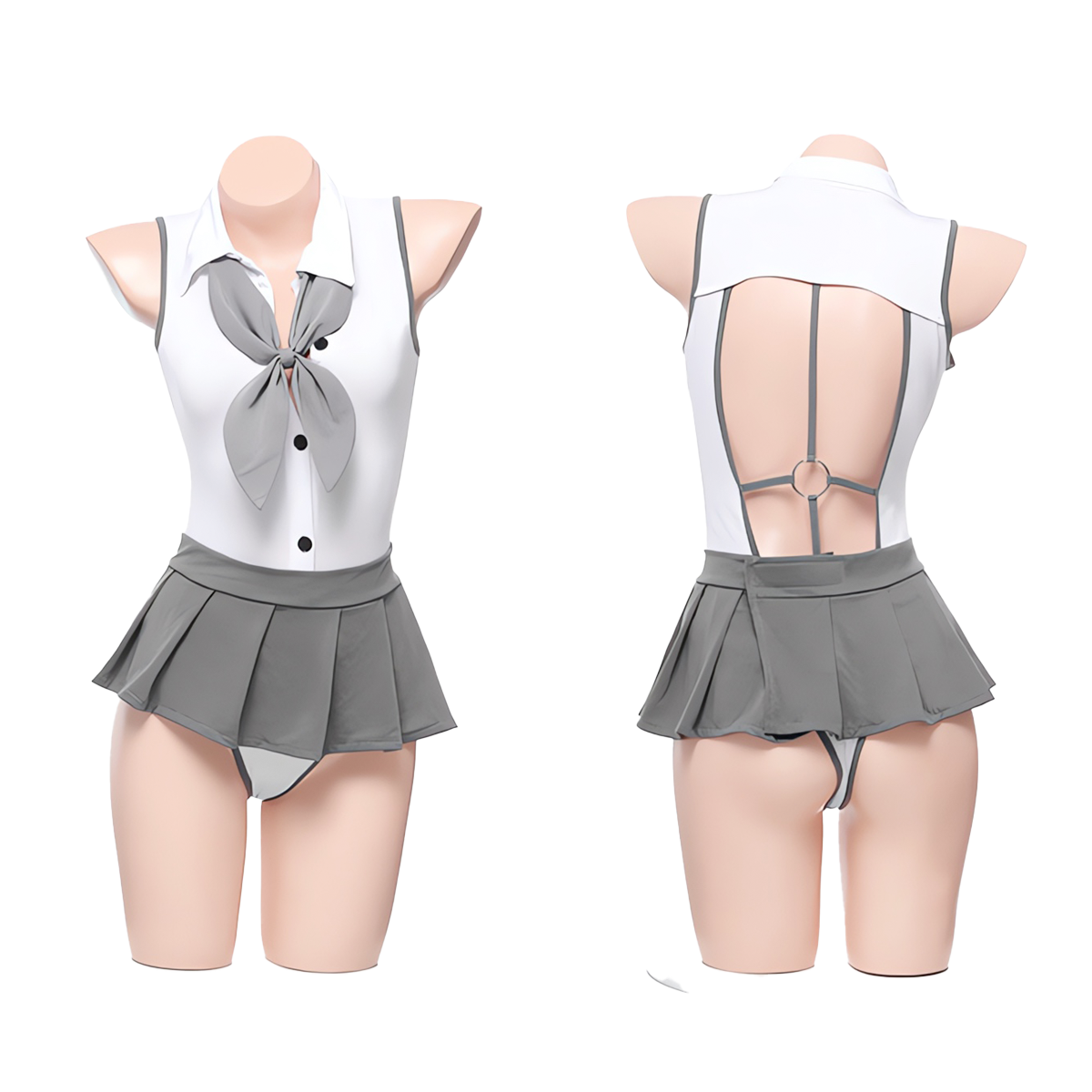 Lingerie Costume Student Teddy Button Front and Skirt UD0630