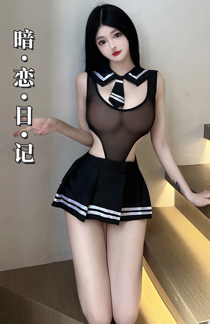Lingerie Costume Student Teddy and Skirt UD0948