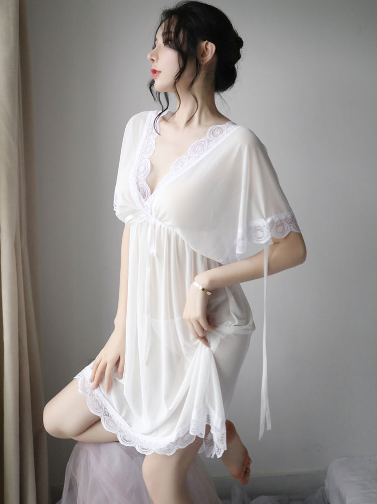 Lingerie Babydoll V Neck Lace Trim UY0609