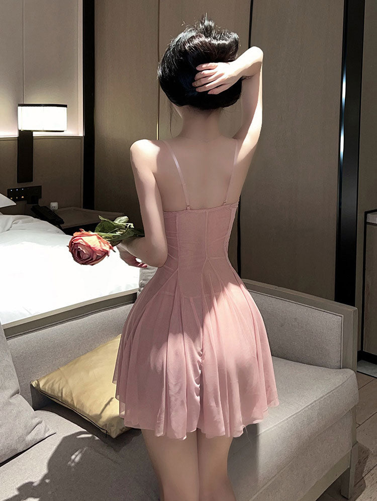 Lingerie Babydoll Ruffled Chest Flowers UY0749