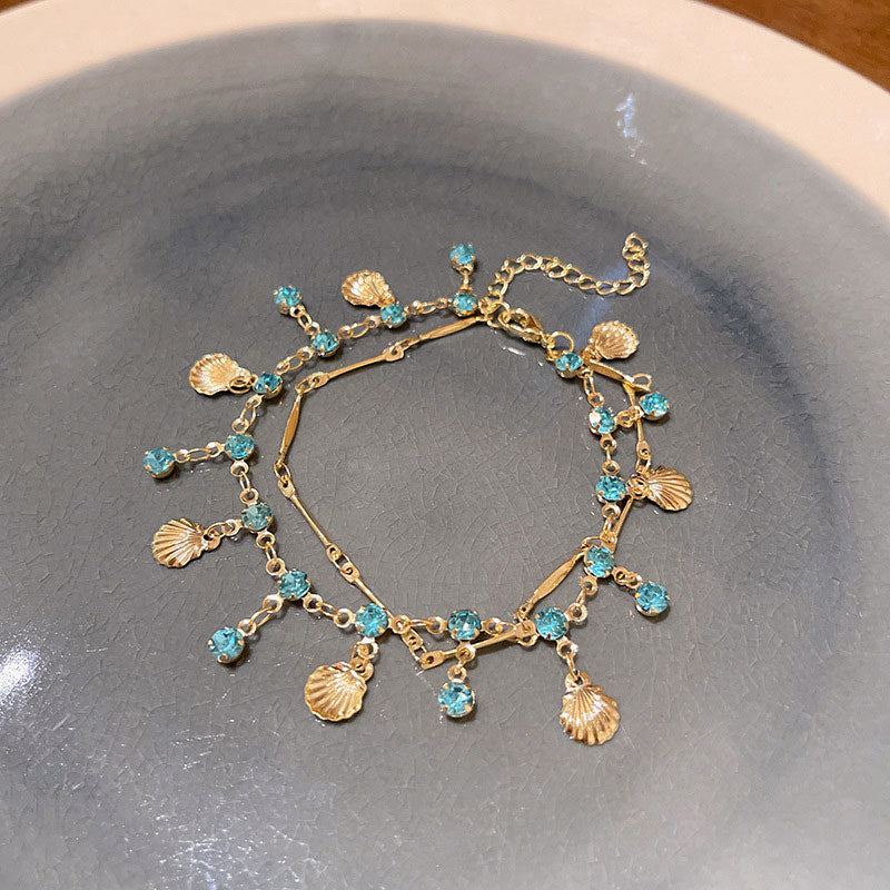 Bracelet Blue Zircon Gold Shell XBS0653