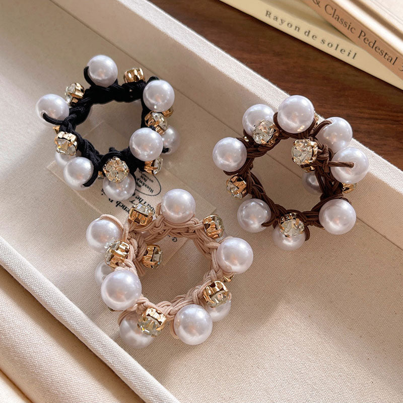 Hair Band Ponytail Holder Elastic Rope Pearl XDF1347