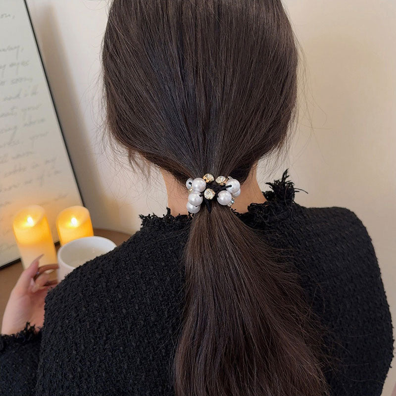 Hair Band Ponytail Holder Elastic Rope Pearl XDF1347