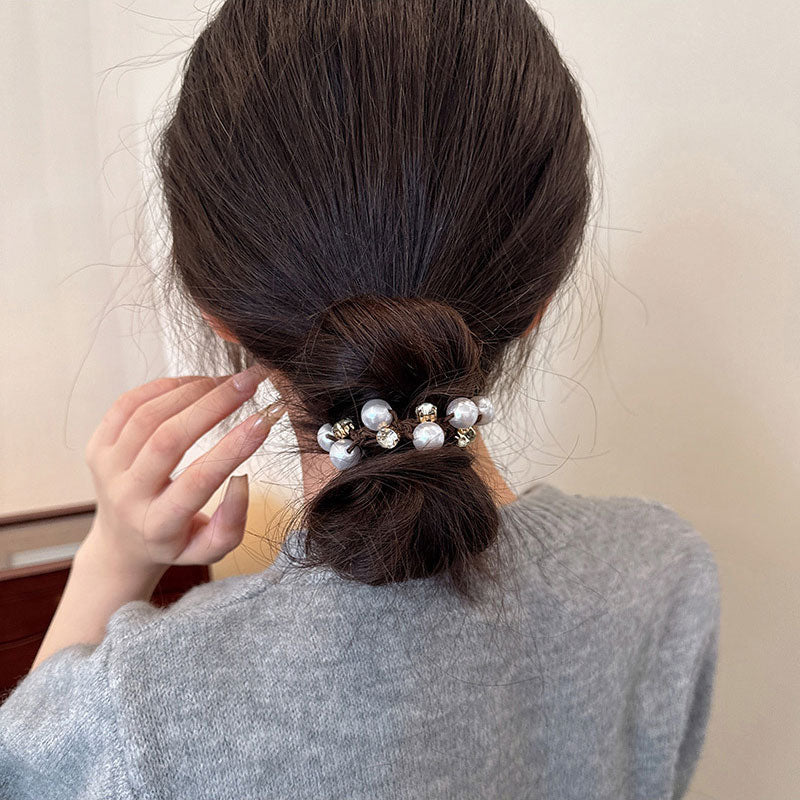 Hair Band Ponytail Holder Elastic Rope Pearl XDF1347