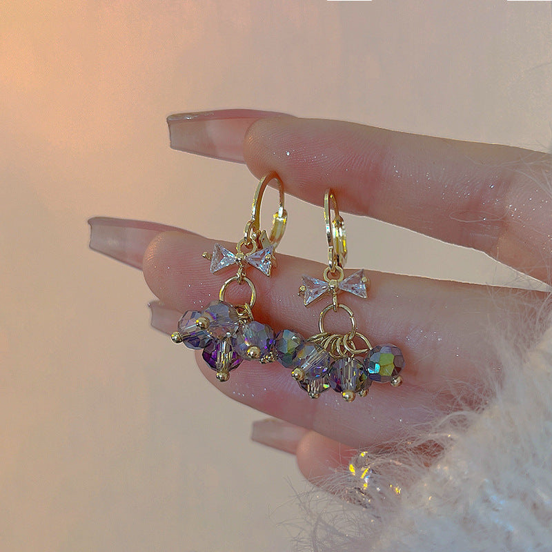 Earring Clip Unique Design Imitation Crystal Bow XEA0919