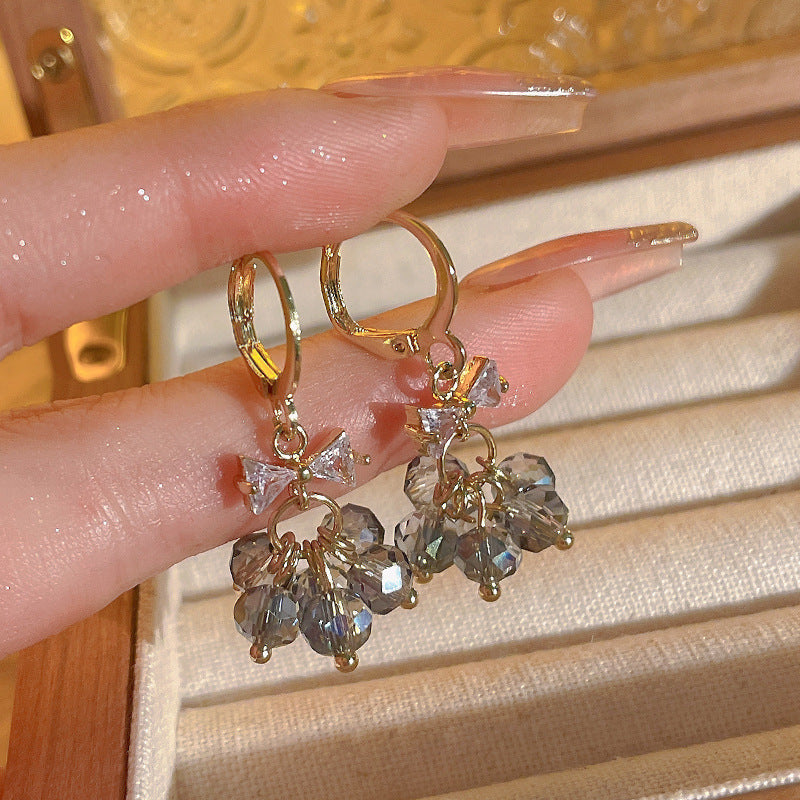 Earring Clip Unique Design Imitation Crystal Bow XEA0919