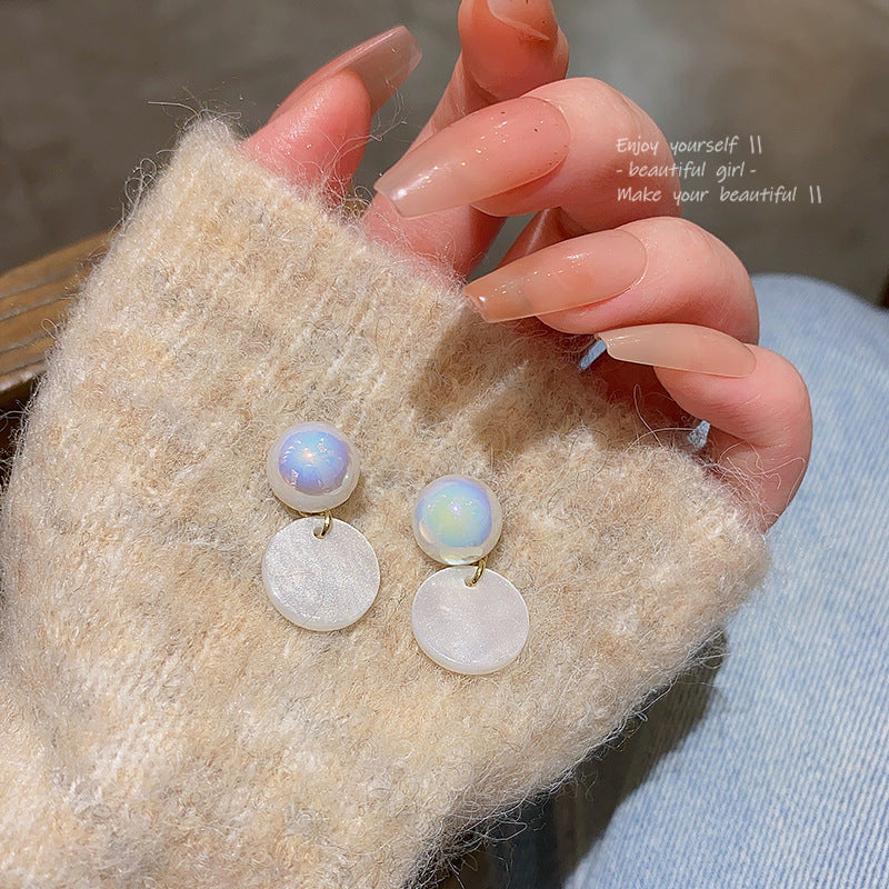 Earring Stud Light Luxury Niche Super Flash Pearl Circle XEA1165