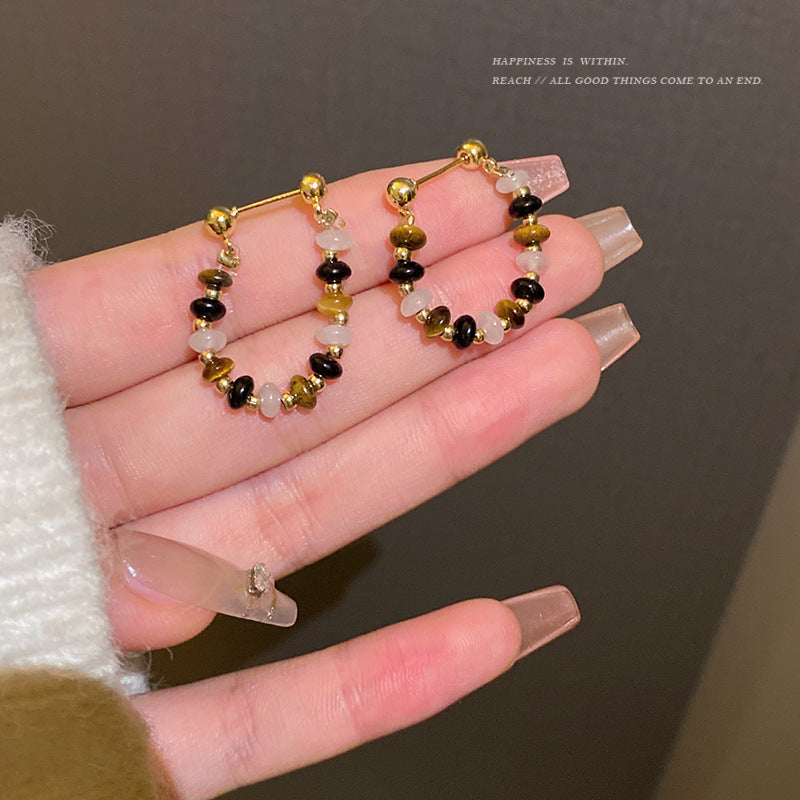 Earring Stud Maillard Style Colorful Beaded XEA1256