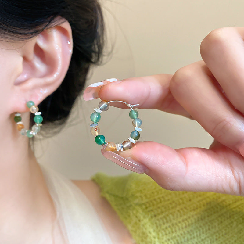 Earring Huggie Retro Color Beaded XEA1485