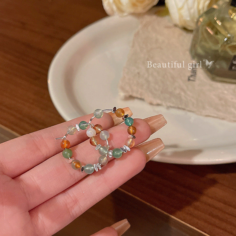 Earring Huggie Retro Color Beaded XEA1485