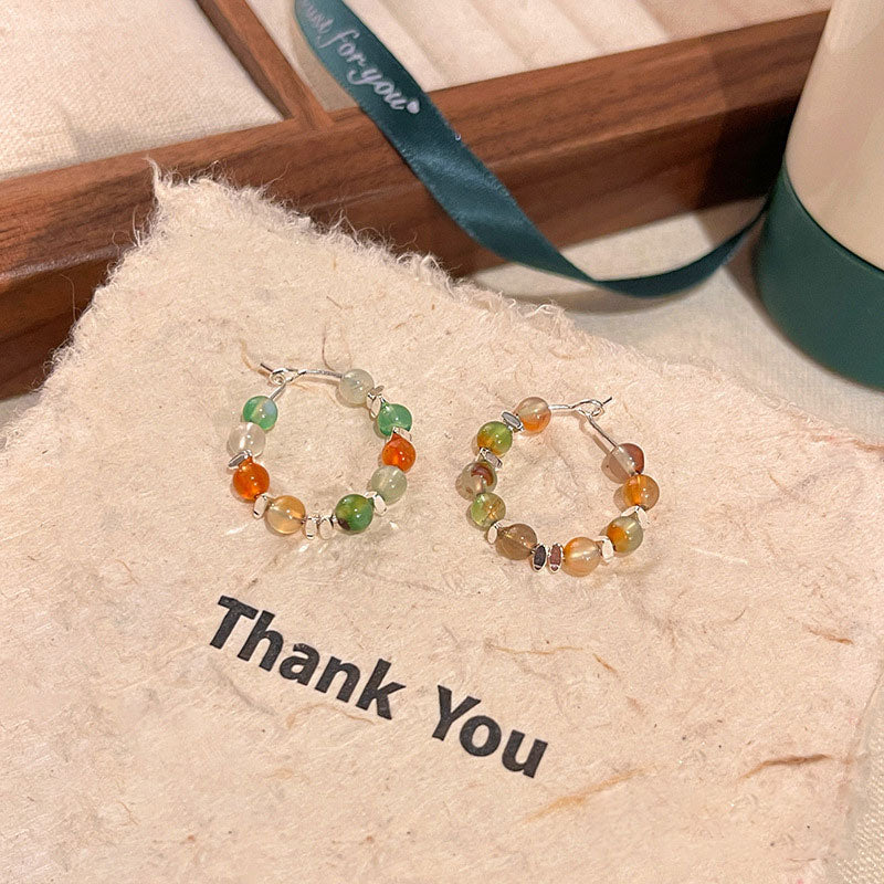 Earring Huggie Retro Color Beaded XEA1485