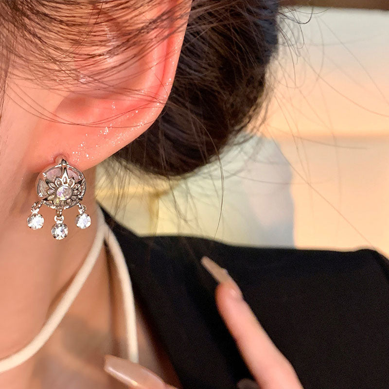 Earring Stud Light Luxury Niche Mesh Zircon XEA1498