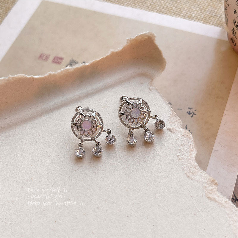 Earring Stud Light Luxury Niche Mesh Zircon XEA1498