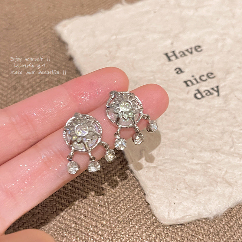 Earring Stud Light Luxury Niche Mesh Zircon XEA1498