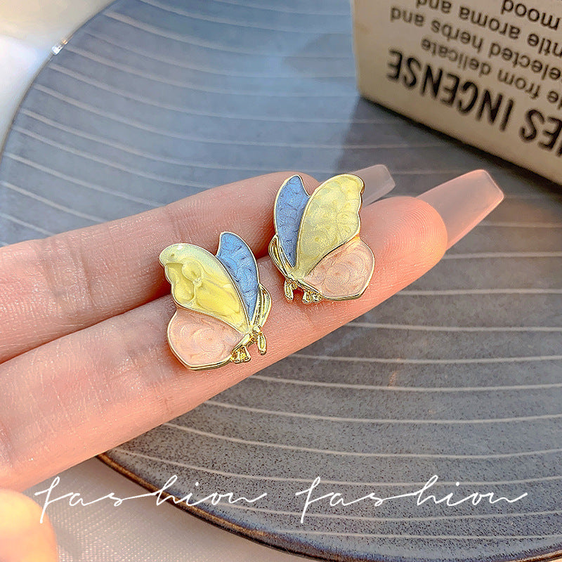 Earring Stud Colorful Drip Glaze Butterfly XEA1610