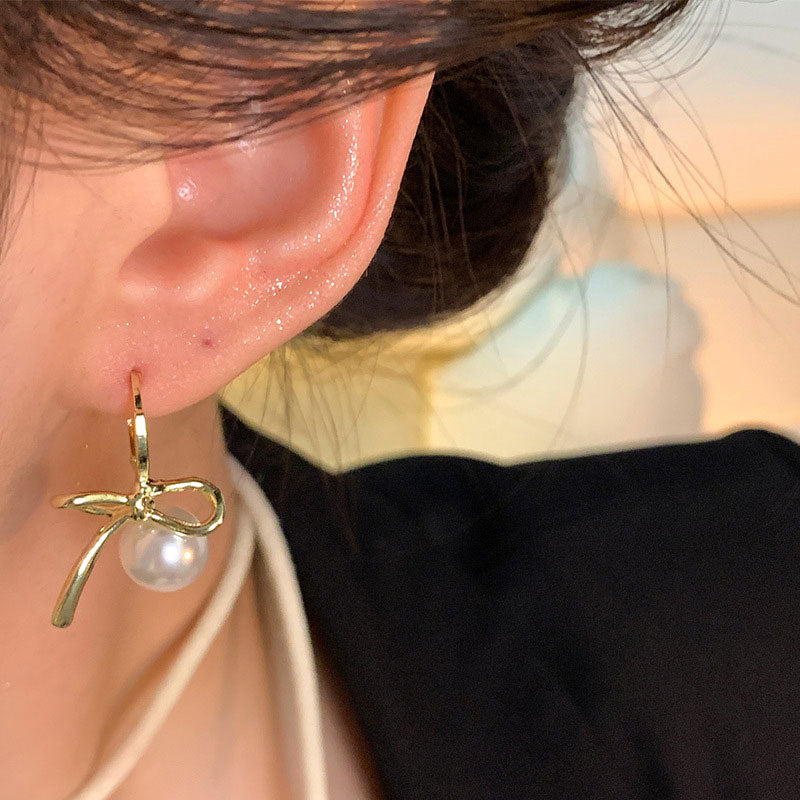 Earring Stud Simple Metallic Ballet Girl Bow XEA1651