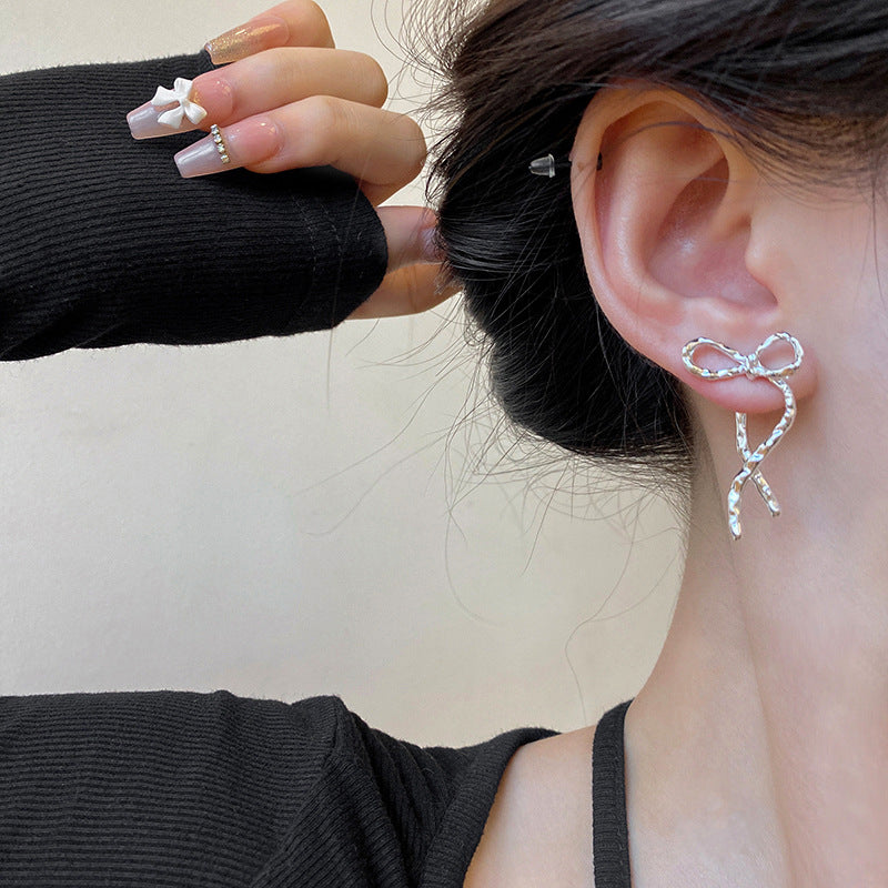 Earring Stud Niche Cold Style Simple Bow XEA1856