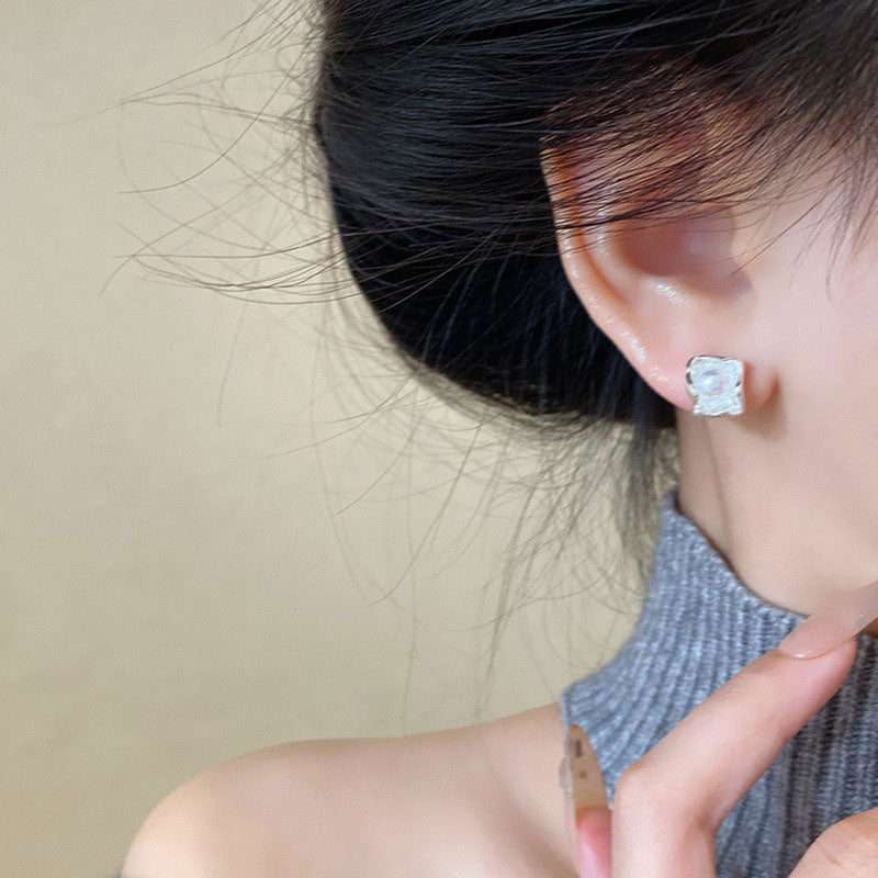 Earring Stud Sweet Cream Small Square XEA1930