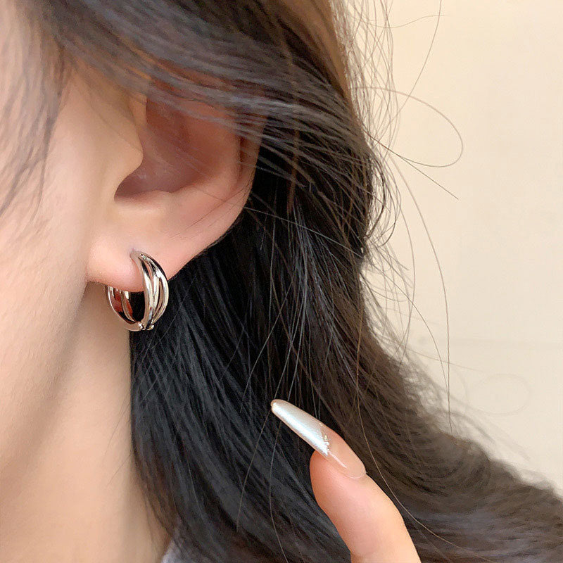 Earring Huggie Light Luxury Niche High End Simple Plain XEA1967