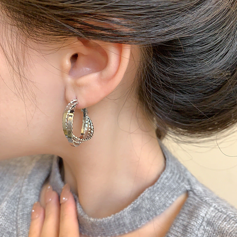 Earring Hoop Wave Multi Layer Ring XEA2038