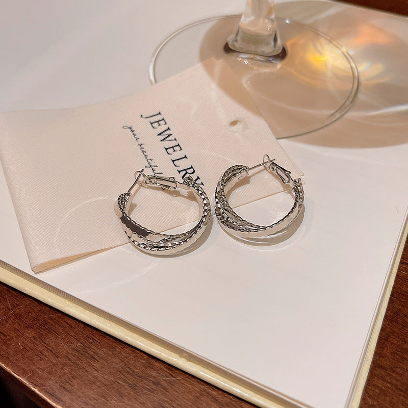 Earring Hoop Wave Multi Layer Ring XEA2038
