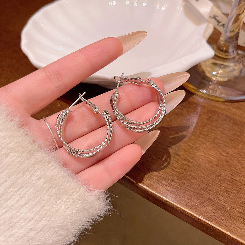 Earring Hoop Wave Multi Layer Ring XEA2038