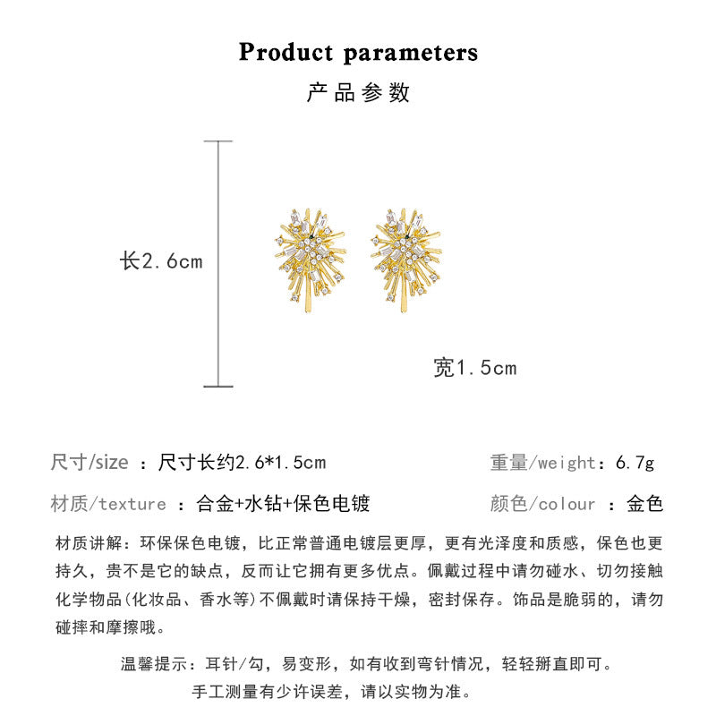 Earring Stud Super Shiny Full Diamond Fireworks XEA2051