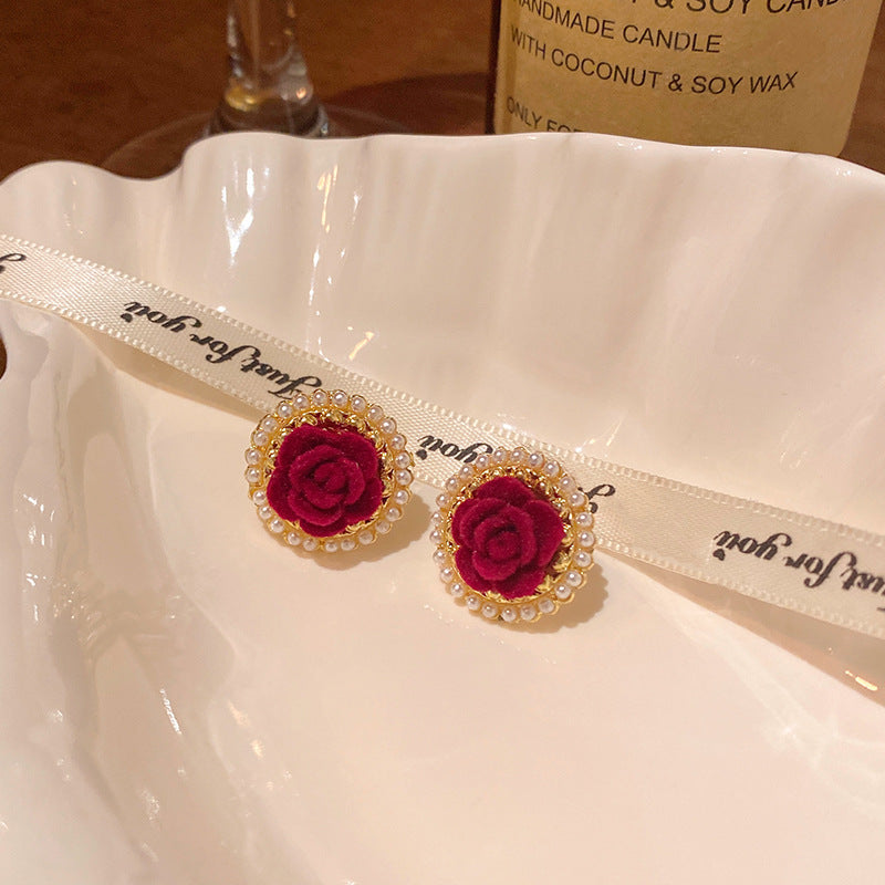 Earring Stud Flocking Ankola Red Rose XEA2057