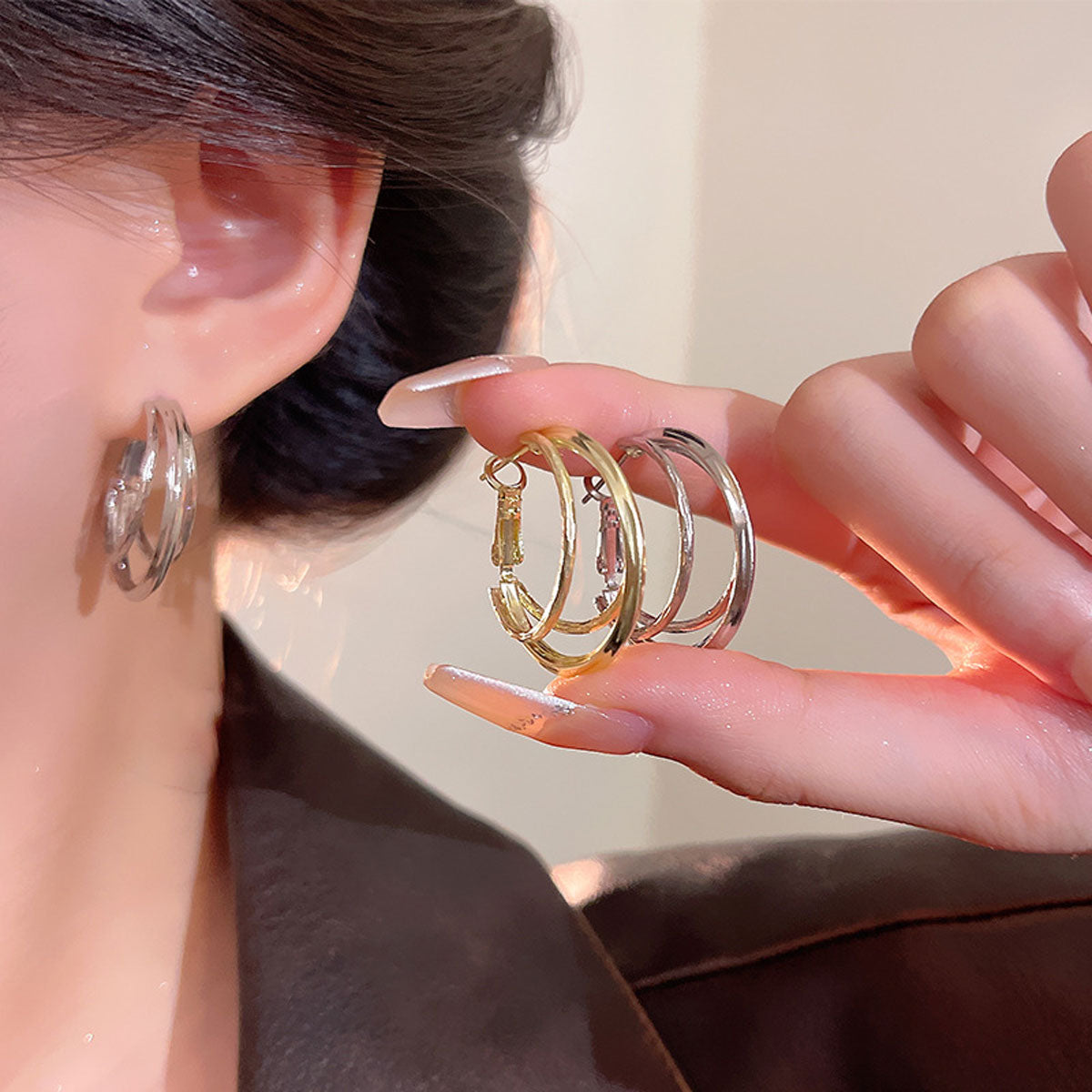 Earring Hoop Multi Layered Large XEA2077