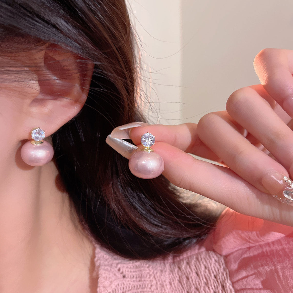 Earring Stud Elegant High Grade Steamed Bead Pearl XEA2098