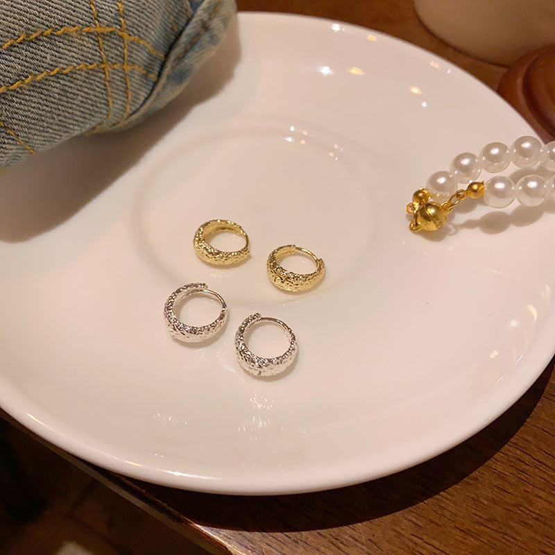 Earring Huggie Light Luxury Niche High End Frosted XEA2189