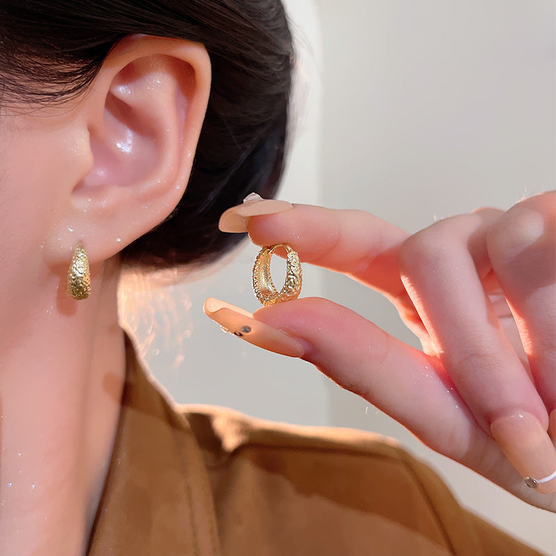 Earring Huggie Light Luxury Niche High End Frosted XEA2189