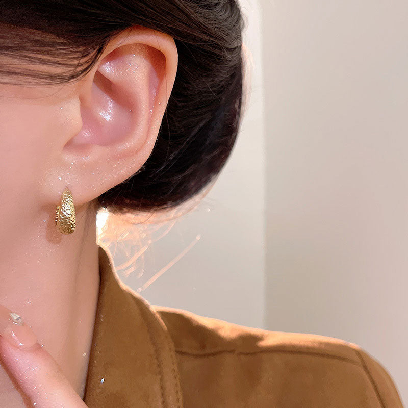 Earring Huggie Light Luxury Niche High End Frosted XEA2189